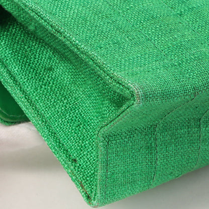 Chanel Around 1992 Made Linen Mademoiselle Stitch Turn-Lock Chain Bag Mini Green
