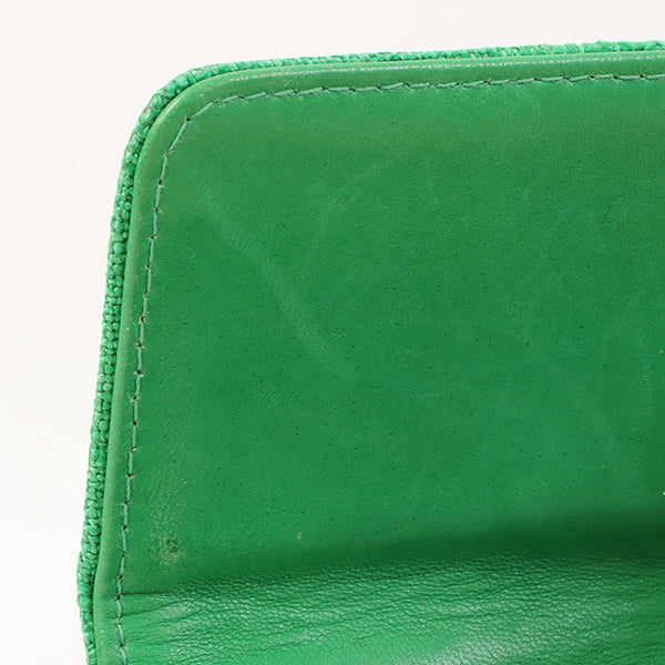 Chanel Around 1992 Made Linen Mademoiselle Stitch Turn-Lock Chain Bag Mini Green