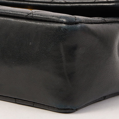 Chanel Around 1990 Made Straight Flap Turn-Lock Mini Chain Bag Black