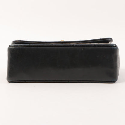 Chanel Around 1990 Made Straight Flap Turn-Lock Mini Chain Bag Black