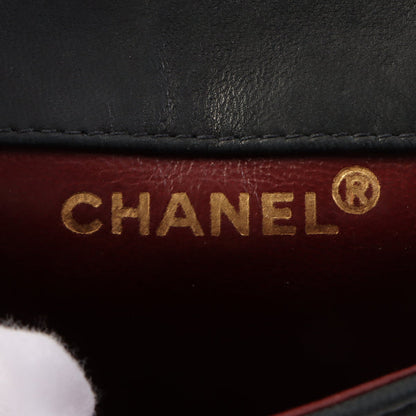 Chanel Around 1990 Made Straight Flap Turn-Lock Mini Chain Bag Black