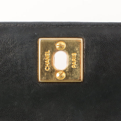Chanel Around 1990 Made Straight Flap Turn-Lock Mini Chain Bag Black