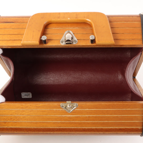 CHANEL Around 1995 Made Wood Cc Mark Logo Vanity Brown