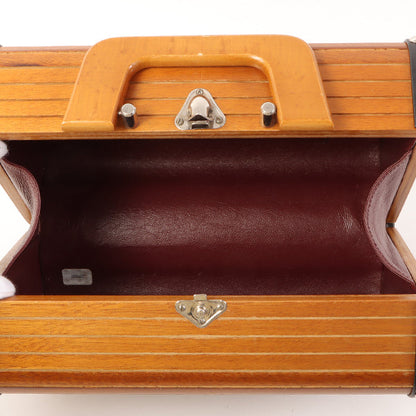CHANEL Around 1995 Made Wood Cc Mark Logo Vanity Brown