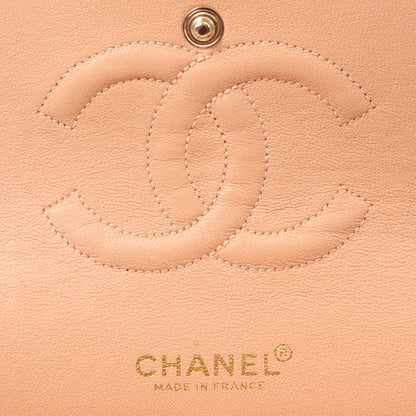Chanel Around 2001 Made Cotton Logo Print Classic Flap Chain Bag 25Cm Coral Pink