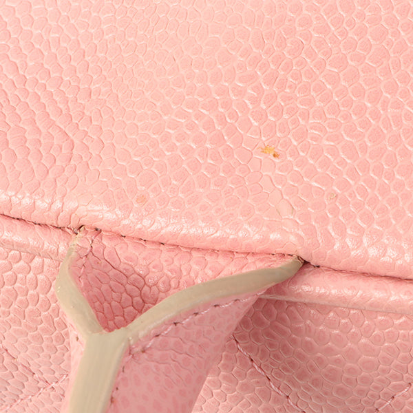 Chanel Around 2005 Made Caviar Skin Cc Mark Stitch Boston Bag Pink