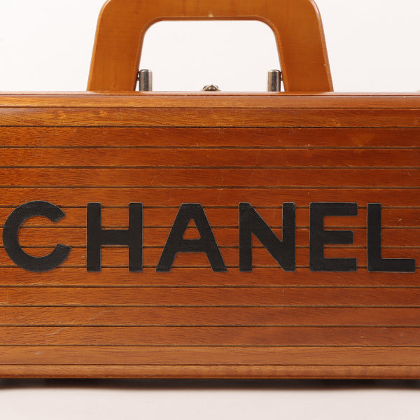 CHANEL Around 1995 Made Wood Cc Mark Logo Vanity Brown