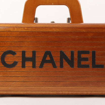 CHANEL Around 1995 Made Wood Cc Mark Logo Vanity Brown