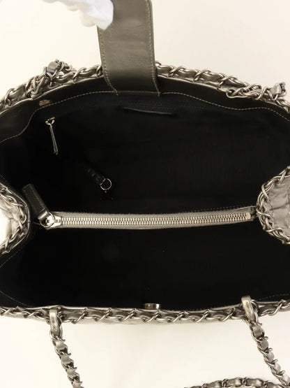 Chanel Around  Made Cc Mark Stitch Chain Tote Bag Silver