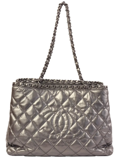 Chanel Around  Made Cc Mark Stitch Chain Tote Bag Silver