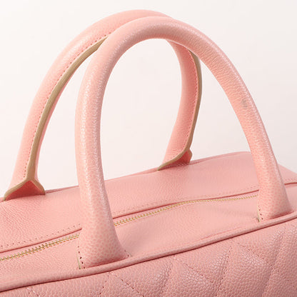 Chanel Around 2005 Made Caviar Skin Cc Mark Stitch Boston Bag Pink
