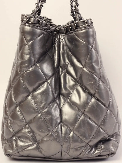 Chanel Around  Made Cc Mark Stitch Chain Tote Bag Silver