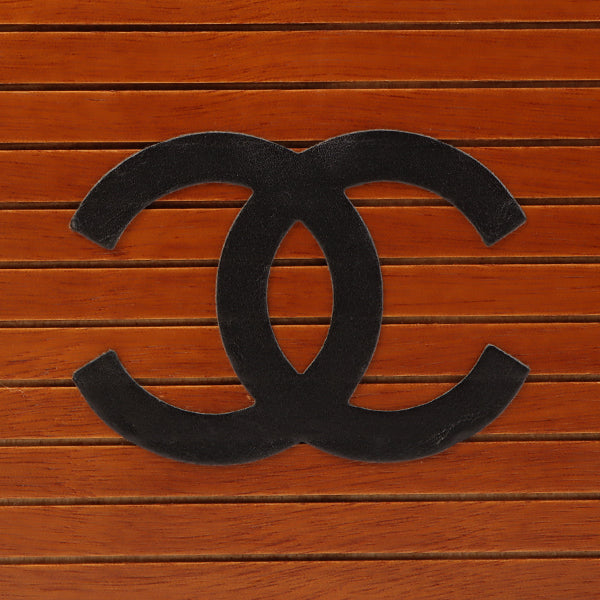 CHANEL Around 1995 Made Wood Cc Mark Logo Vanity Brown