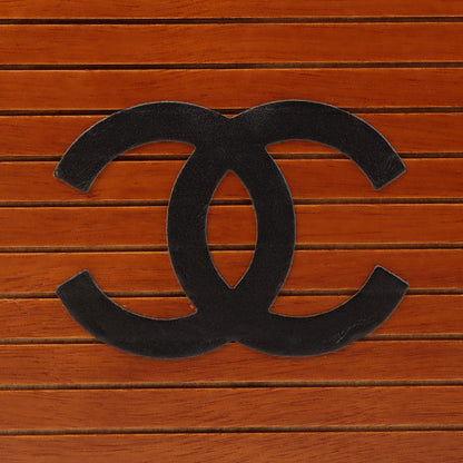 CHANEL Around 1995 Made Wood Cc Mark Logo Vanity Brown