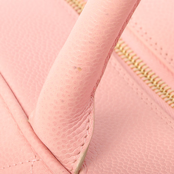 Chanel Around 2005 Made Caviar Skin Cc Mark Stitch Boston Bag Pink