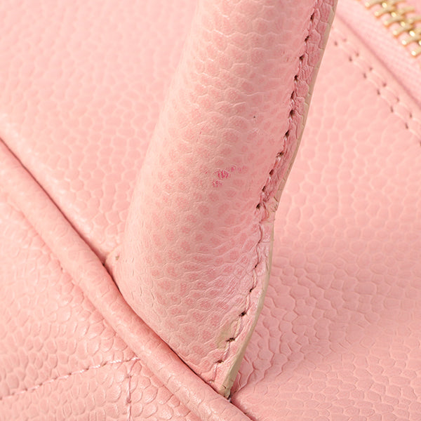 Chanel Around 2005 Made Caviar Skin Cc Mark Stitch Boston Bag Pink
