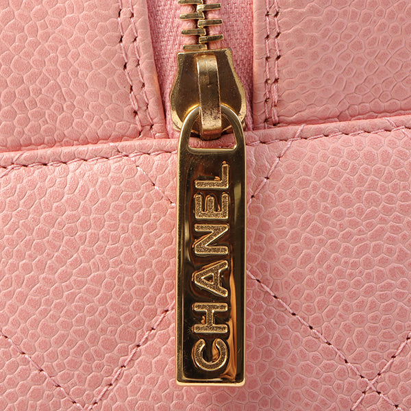 Chanel Around 2005 Made Caviar Skin Cc Mark Stitch Boston Bag Pink