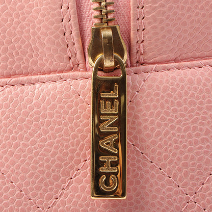 Chanel Around 2005 Made Caviar Skin Cc Mark Stitch Boston Bag Pink