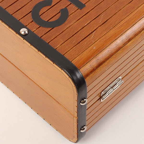 CHANEL Around 1995 Made Wood Cc Mark Logo Vanity Brown