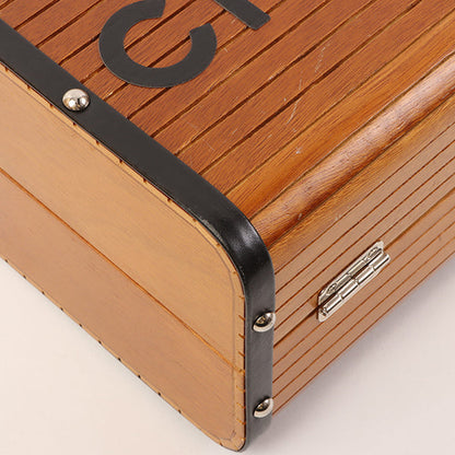CHANEL Around 1995 Made Wood Cc Mark Logo Vanity Brown