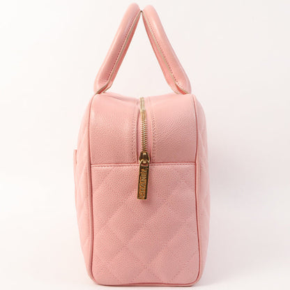 Chanel Around 2005 Made Caviar Skin Cc Mark Stitch Boston Bag Pink