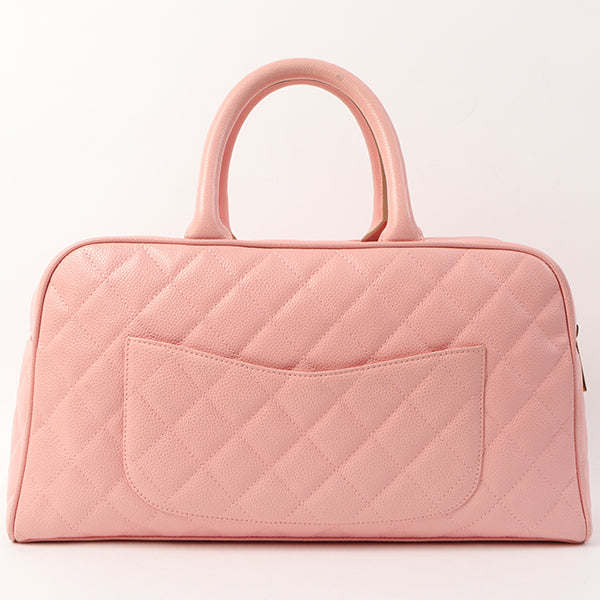 Chanel Around 2005 Made Caviar Skin Cc Mark Stitch Boston Bag Pink