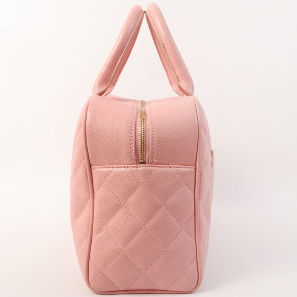 Chanel Around 2005 Made Caviar Skin Cc Mark Stitch Boston Bag Pink
