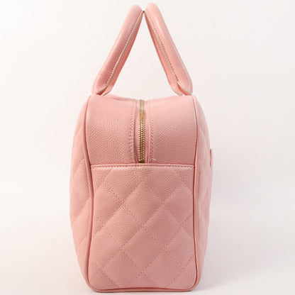 Chanel Around 2005 Made Caviar Skin Cc Mark Stitch Boston Bag Pink