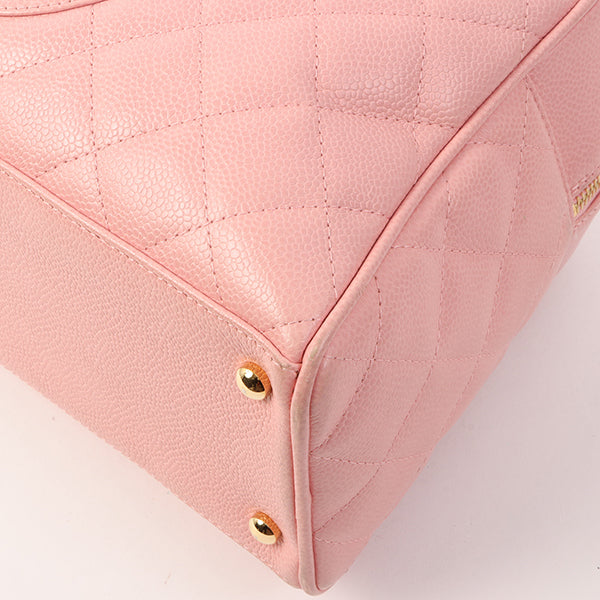 Chanel Around 2005 Made Caviar Skin Cc Mark Stitch Boston Bag Pink
