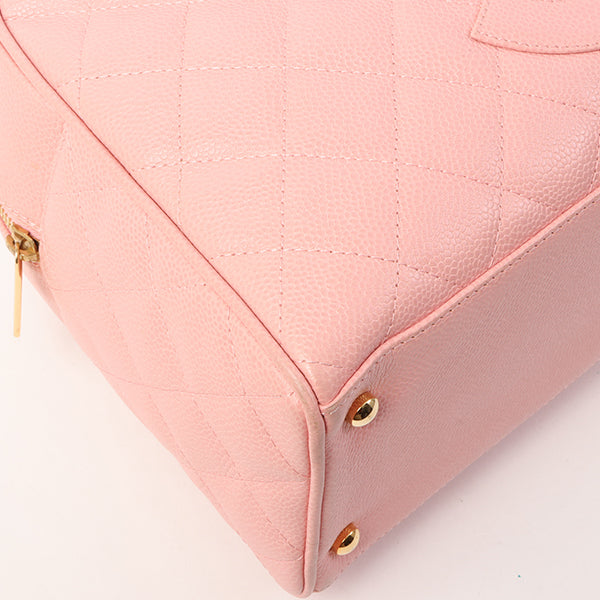Chanel Around 2005 Made Caviar Skin Cc Mark Stitch Boston Bag Pink