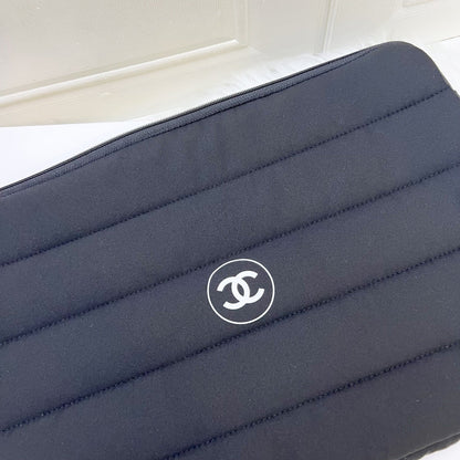 Chanel Beaute VIP Gift Laptop Sleeve with White Logo in Black Recycled Polyester