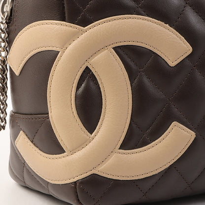 Chanel Around 2004 Made Cambon Boston Bag Dark Brown/Beige
