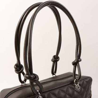 Chanel Around 2004 Made Cambon Boston Bag Dark Brown/Beige