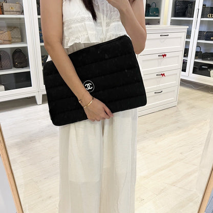Chanel Beaute VIP Gift Laptop Sleeve with White Logo in Black Recycled Polyester