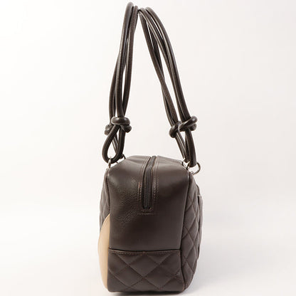 Chanel Around 2004 Made Cambon Boston Bag Dark Brown/Beige