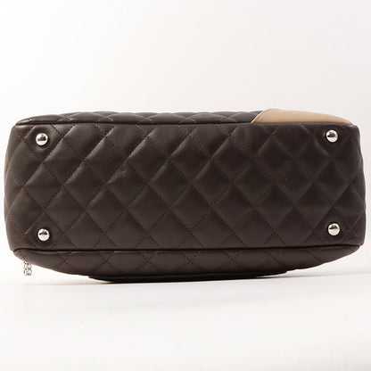 Chanel Around 2004 Made Cambon Boston Bag Dark Brown/Beige