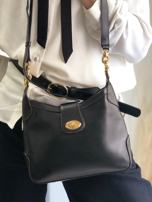 CELINE  Turn Lock Shoulder bag Black Vintage rpzpkc