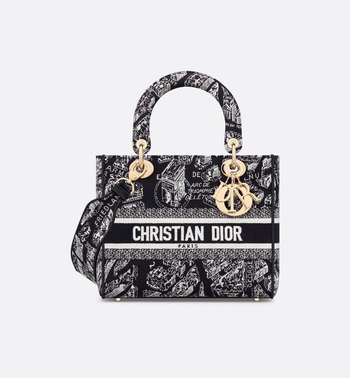DIOR LADY D-LITE MEDIUM BAG Plan de Paris Embroidery