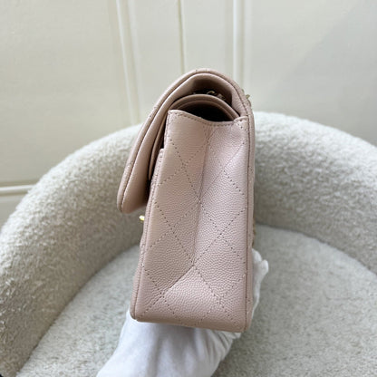 Chanel Small Classic Flap CF in 21C Rose Clair Light Pink Caviar and LGHW