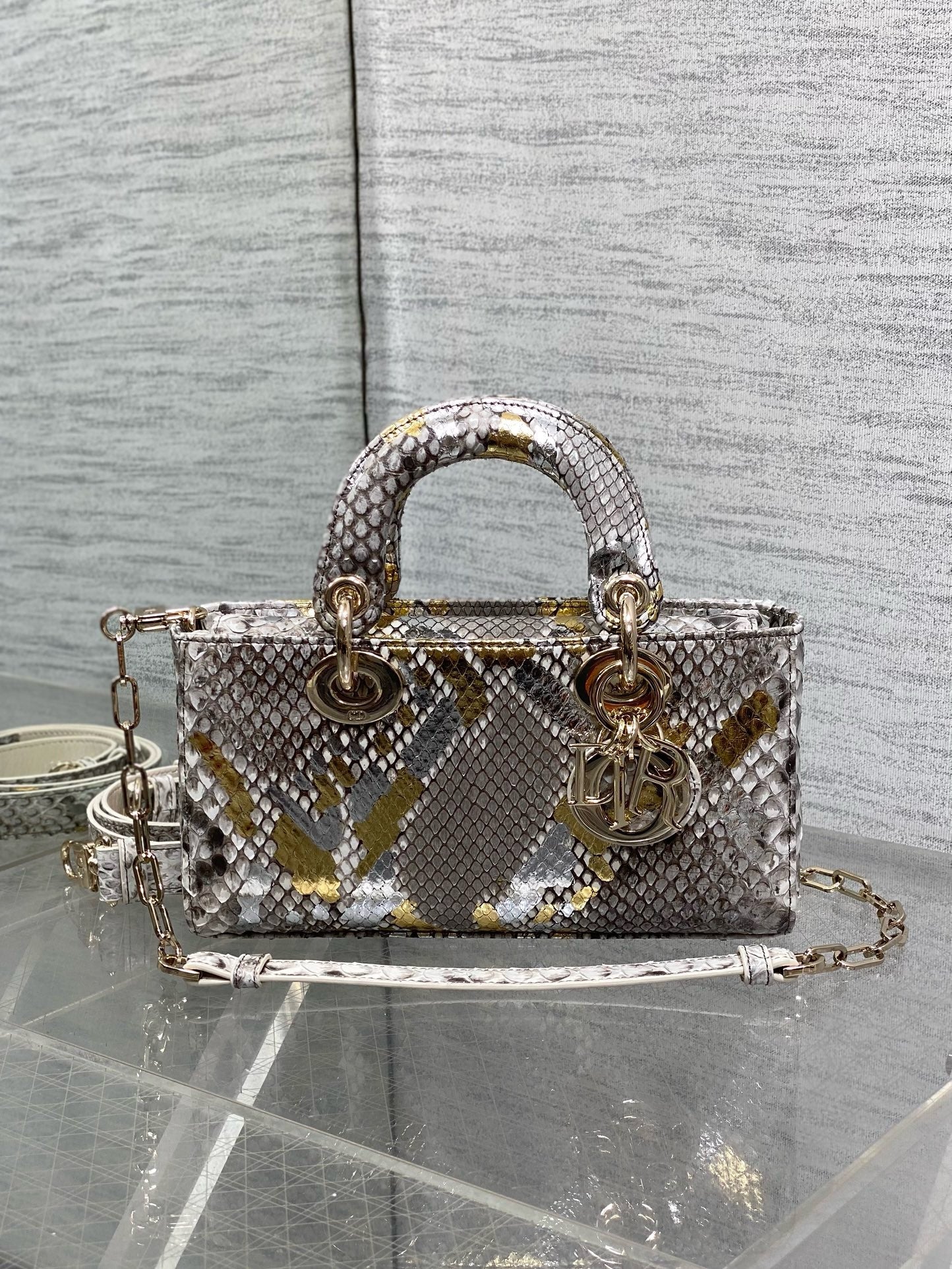 DR532 Small Lady D-Joy Bag(Snakeskin) / 8.5 x 4.5 x 2.5 inches / HIGHEST QUALITY VERSION