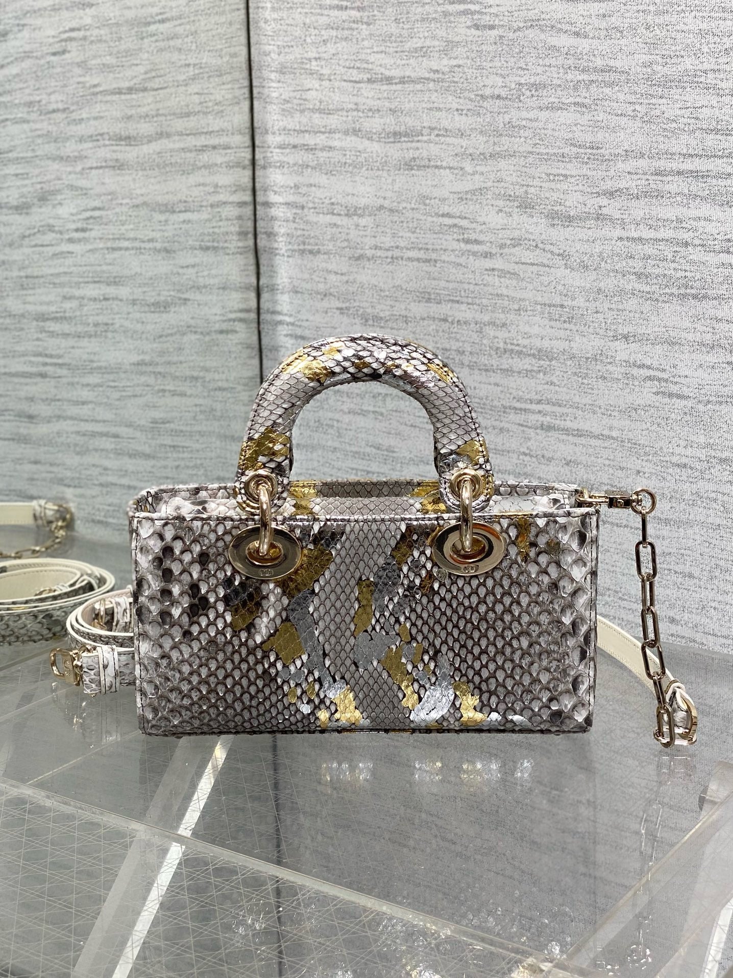 DR532 Small Lady D-Joy Bag(Snakeskin) / 8.5 x 4.5 x 2.5 inches / HIGHEST QUALITY VERSION