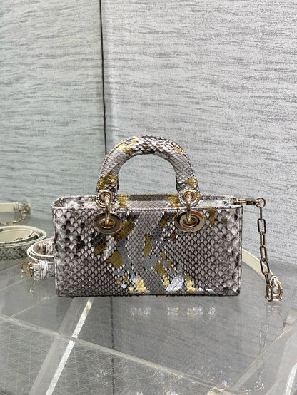 DR532 Small Lady D-Joy Bag(Snakeskin) / 8.5 x 4.5 x 2.5 inches / HIGHEST QUALITY VERSION
