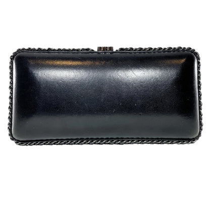 Chanel Black Silver Fringe Clutch