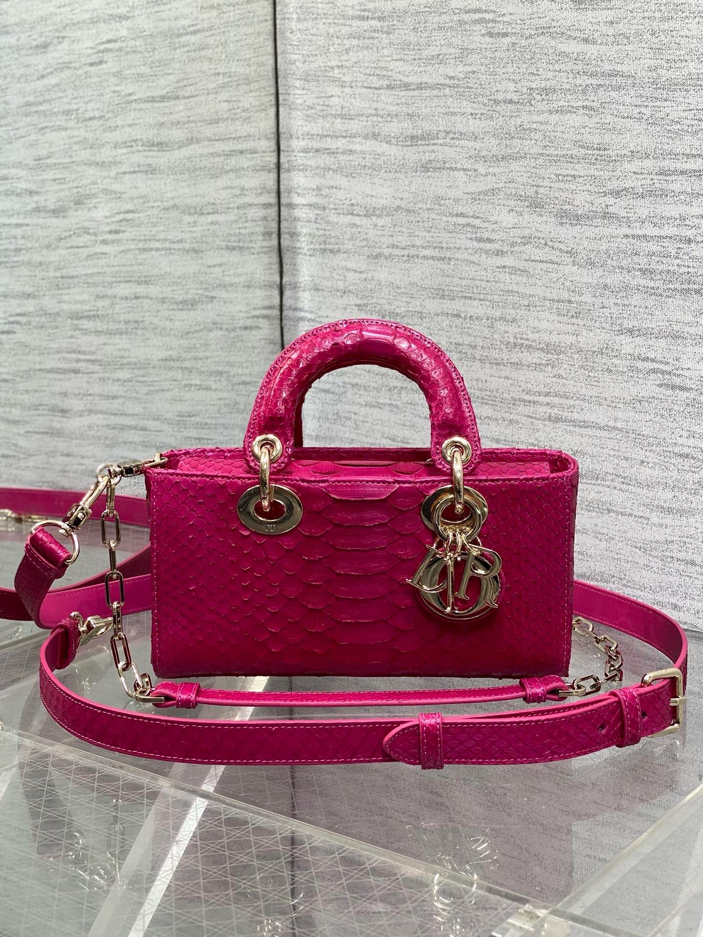 DR533 Small Lady D-Joy Bag(Snakeskin) / 8.5 x 4.5 x 2.5 inches / HIGHEST QUALITY VERSION