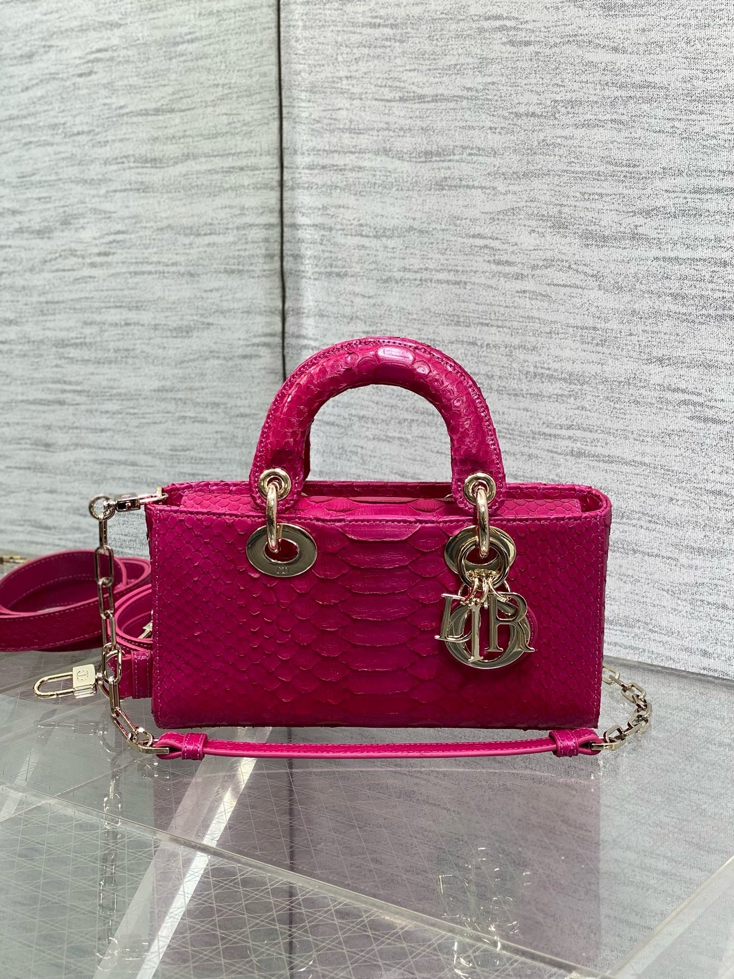 DR533 Small Lady D-Joy Bag(Snakeskin) / 8.5 x 4.5 x 2.5 inches / HIGHEST QUALITY VERSION