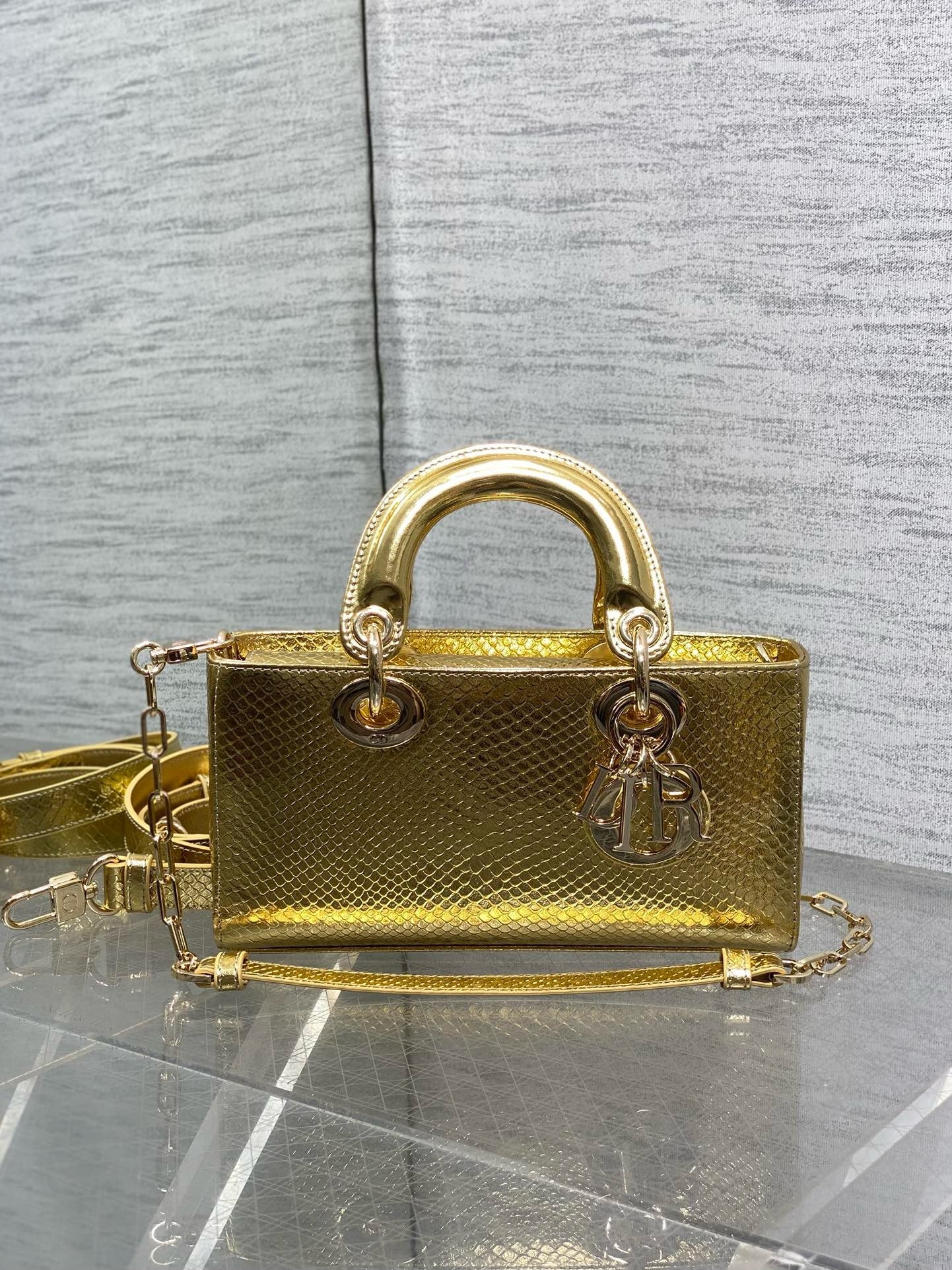 DR534 Small Lady D-Joy Bag(Snakeskin) / 8.5 x 4.5 x 2.5 inches / HIGHEST QUALITY VERSION