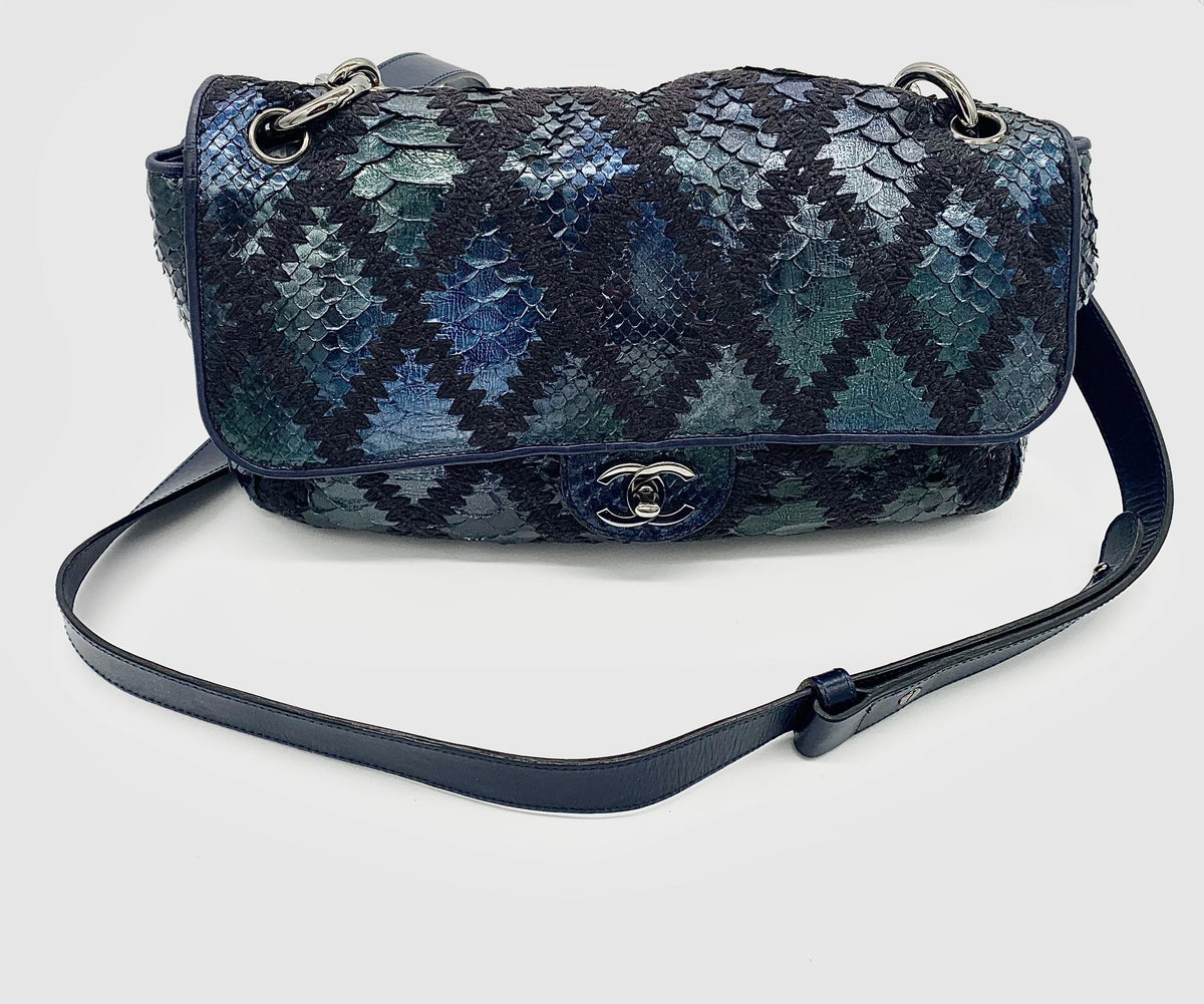 Chanel PYTHON CROCHET JUMBO FLAP Bag