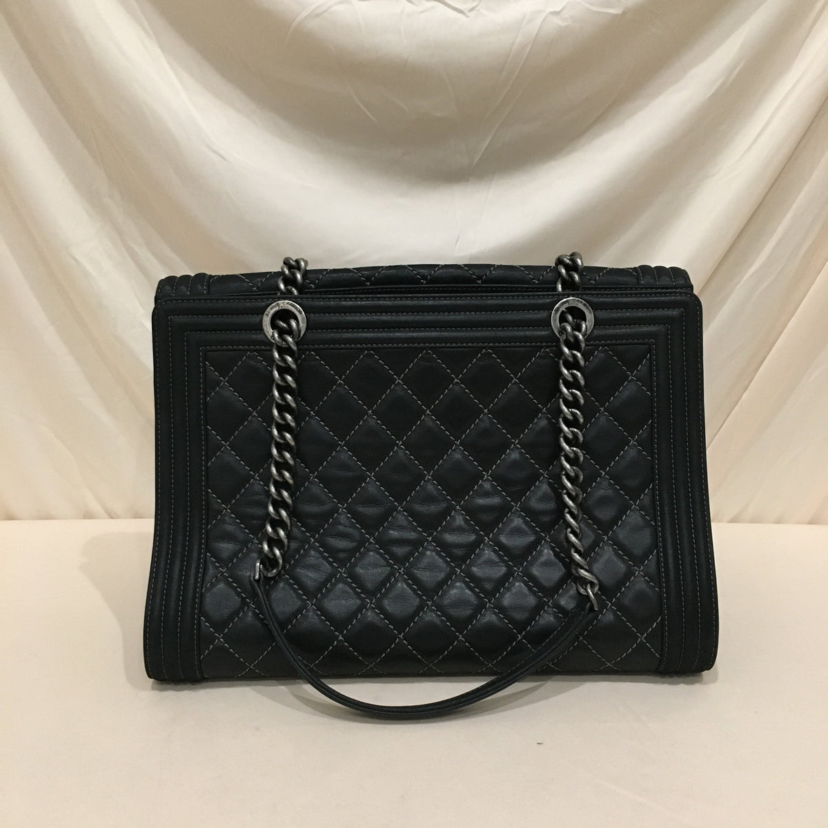 Chanel Black Leather Large Boy Shoulder Bag Sku#