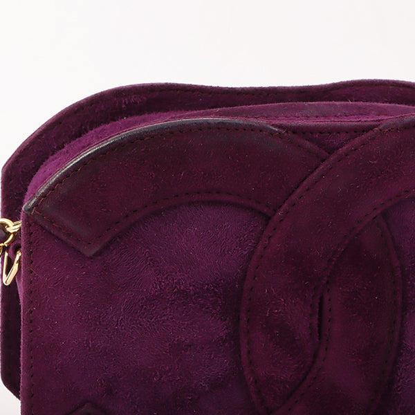 Chanel Around 1990 Made Suede Big Cc Mark Stitch Fringe Chain Bag Purple