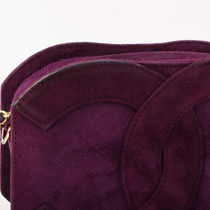 Chanel Around 1990 Made Suede Big Cc Mark Stitch Fringe Chain Bag Purple